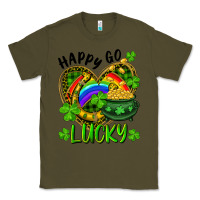 Army Green Happy Go Lucky Pot Of Gold And Rainbow Heart Classic Tee - RanaPortraitStore