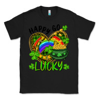 Black Happy Go Lucky Pot Of Gold And Rainbow Heart Classic Tee - RanaPortraitStore