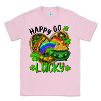 Bubblegum Pink Happy Go Lucky Pot Of Gold And Rainbow Heart Classic Tee - RanaPortraitStore
