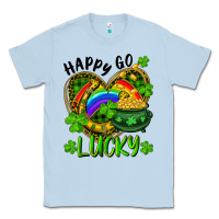 Dusty Blue Happy Go Lucky Pot Of Gold And Rainbow Heart Classic Tee - RanaPortraitStore