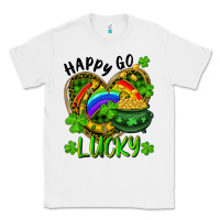 White Happy Go Lucky Pot Of Gold And Rainbow Heart Classic Tee - RanaPortraitStore