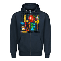 Navy teach love inspire teacher Zipper Hoodie - texasbilliewilder