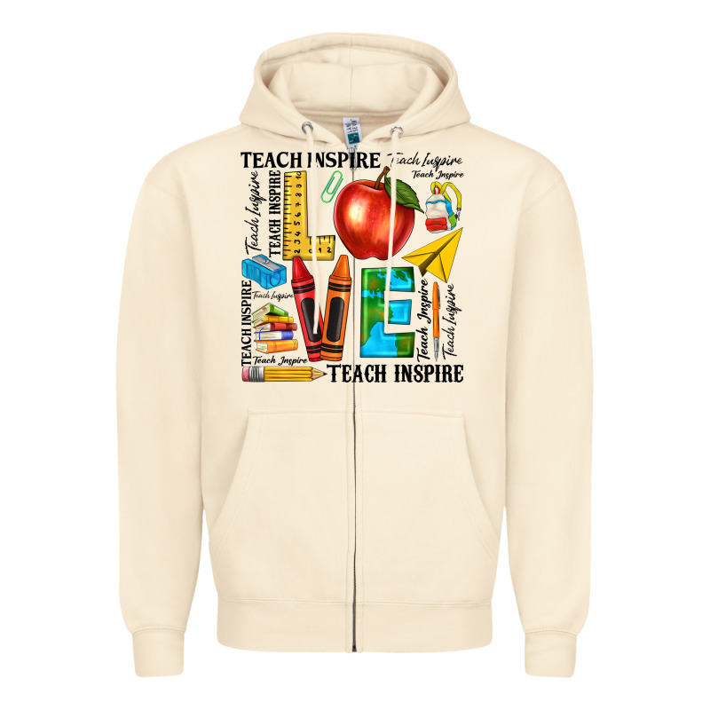 Teach Love Inspire Teacher Zipper Hoodie by texasbilliewilder | Teevron