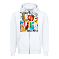 White teach love inspire teacher Zipper Hoodie - texasbilliewilder
