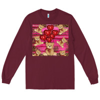 Burgundy valentines day teddy bear tumbler Long Sleeve Tee - RanaPortraitStore