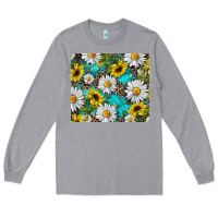 Heather Grey western daisy and sunflower Long Sleeve Tee - RanaPortraitStore