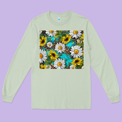 Long Sleeve Tee western daisy and sunflower