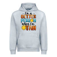 Heather Grey im better person when im tan Urban Hoodie - MaliasSmallBusiness