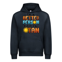 Navy im better person when im tan Urban Hoodie - MaliasSmallBusiness