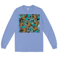 Colony Blue western aztec highland cow Long Sleeve Tee - RanaPortraitStore