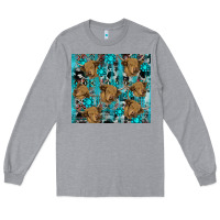 Heather Grey western aztec highland cow Long Sleeve Tee - RanaPortraitStore