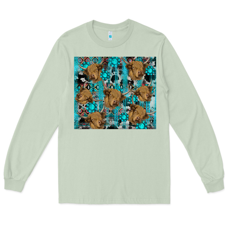 Western Aztec Highland Cow Long Sleeve Tee by RanaPortraitStore | Teevron