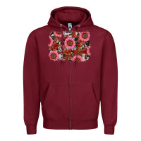 Burgundy valentine's day sunflowers leopard cowhide background Zipper Hoodie - RanaPortraitStore