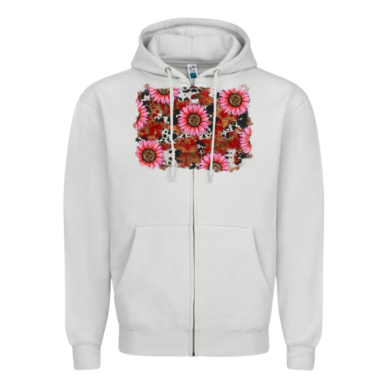 Valentine's Day Sunflowers Leopard Cowhide Background Zipper Hoodie by RanaPortraitStore | Teevron