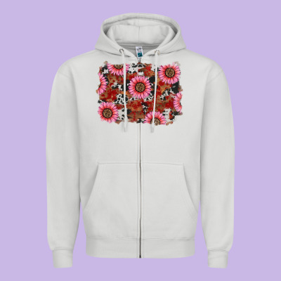 Valentine's Day Sunflowers Leopard Cowhide Background Zipper Hoodie Designed By Ranaportraitstore