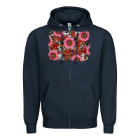 Navy valentine's day sunflowers leopard cowhide background Zipper Hoodie - RanaPortraitStore