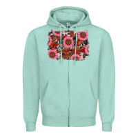 Seafoam valentine's day sunflowers leopard cowhide background Zipper Hoodie - RanaPortraitStore