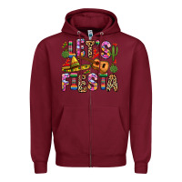 Burgundy let s fiesta Zipper Hoodie - Zillion Design Studio
