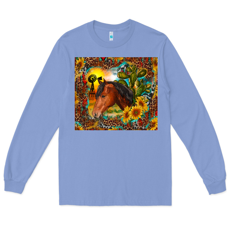 Western Horse And Sunflower Long Sleeve Tee by RanaPortraitStore | Teevron