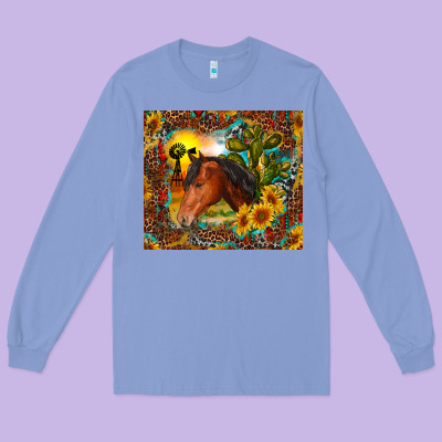 Long Sleeve Tee western horse and sunflower