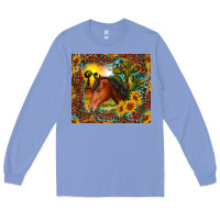 Colony Blue western horse and sunflower Long Sleeve Tee - RanaPortraitStore