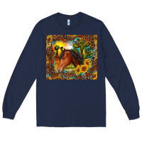 Navy western horse and sunflower Long Sleeve Tee - RanaPortraitStore