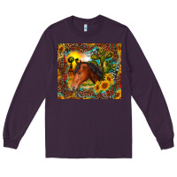 Plum western horse and sunflower Long Sleeve Tee - RanaPortraitStore