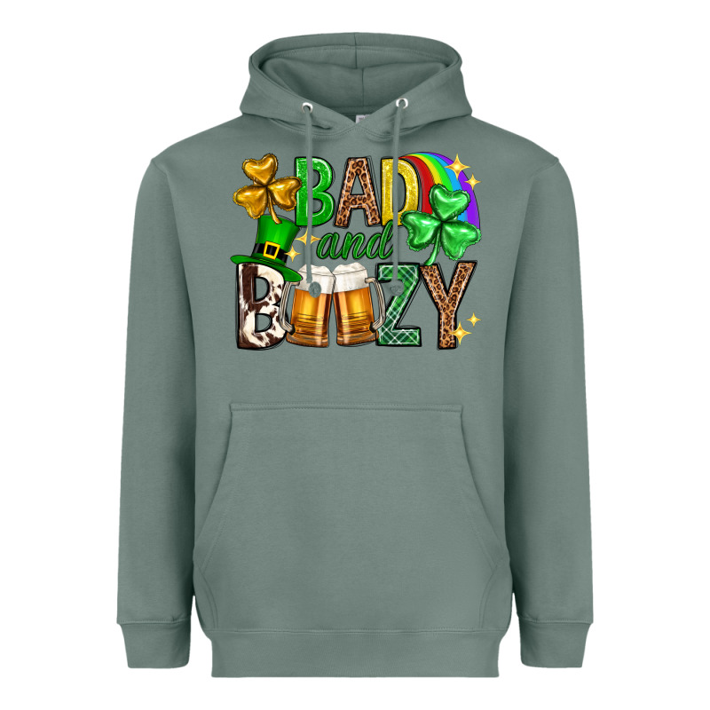 Bad And Boozy St. Patricks Day Heavyweight Hoodie by Neo Western | Teevron
