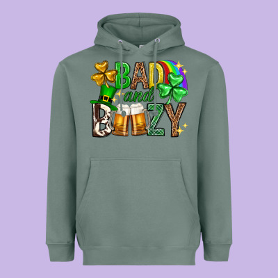 Bad And Boozy St. Patricks Day Heavyweight Hoodie Designed By Neo Western