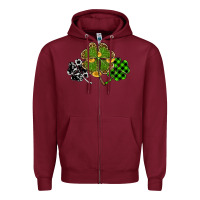 Burgundy st patricks day shamrock gold Zipper Hoodie - RanaPortraitStore