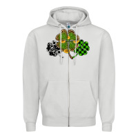 Dove Grey st patricks day shamrock gold Zipper Hoodie - RanaPortraitStore