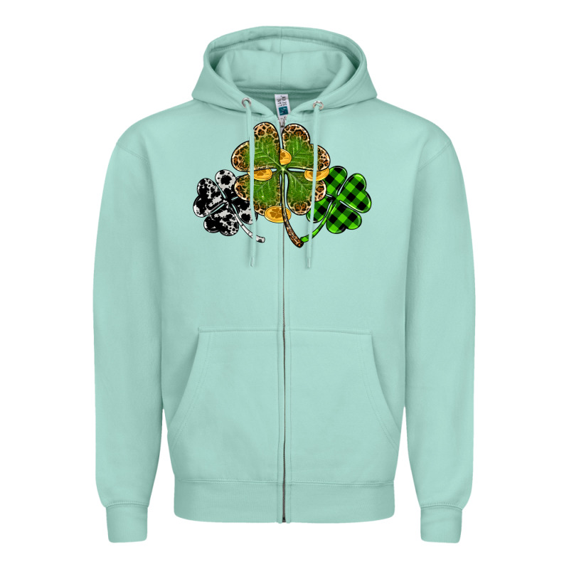 St Patricks Day Shamrock Gold Zipper Hoodie by RanaPortraitStore | Teevron