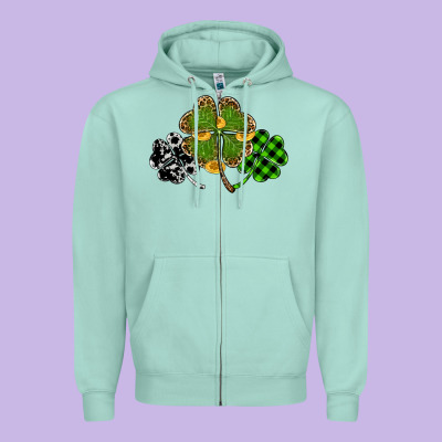 St Patricks Day Shamrock Gold Zipper Hoodie Designed By Ranaportraitstore