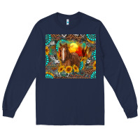 Navy western horse and desert tumbler Long Sleeve Tee - RanaPortraitStore