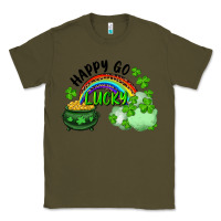 Army Green Happy Go Lucky Rainbow Shamrocks And Pot Of Gold Classic Tee - RanaPortraitStore