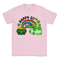 Bubblegum Pink Happy Go Lucky Rainbow Shamrocks And Pot Of Gold Classic Tee - RanaPortraitStore