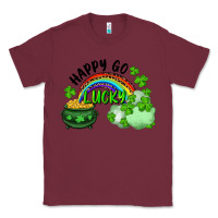 Burgundy Happy Go Lucky Rainbow Shamrocks And Pot Of Gold Classic Tee - RanaPortraitStore