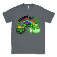 Charcoal Heather Happy Go Lucky Rainbow Shamrocks And Pot Of Gold Classic Tee - RanaPortraitStore