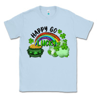 Dusty Blue Happy Go Lucky Rainbow Shamrocks And Pot Of Gold Classic Tee - RanaPortraitStore