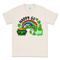 Natural Happy Go Lucky Rainbow Shamrocks And Pot Of Gold Classic Tee - RanaPortraitStore