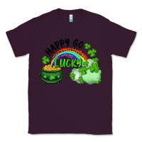Plum Happy Go Lucky Rainbow Shamrocks And Pot Of Gold Classic Tee - RanaPortraitStore