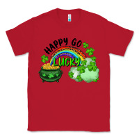 Red Happy Go Lucky Rainbow Shamrocks And Pot Of Gold Classic Tee - RanaPortraitStore