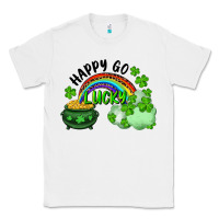 White Happy Go Lucky Rainbow Shamrocks And Pot Of Gold Classic Tee - RanaPortraitStore