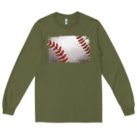 Army Green baseball brushstroke Long Sleeve Tee - RanaPortraitStore