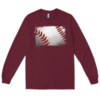 Burgundy baseball brushstroke Long Sleeve Tee - RanaPortraitStore
