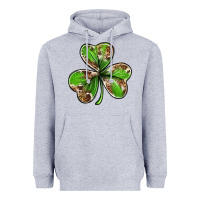 Heather Grey Cowhide leopard shamrock 4th of july Heavyweight Hoodie - Neo Western