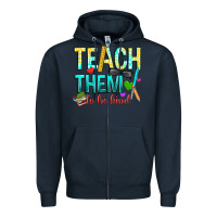 Navy teach them to be kind Zipper Hoodie - texasbilliewilder