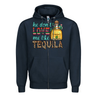 Navy he don t love me like tequila Zipper Hoodie - Zillion Design Studio