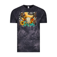 Cloud Black western texas  and cowhide with sunflower Vintage Tee - Artiststas