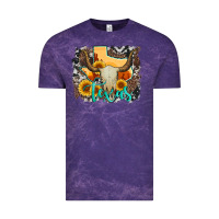 Cloud Purple western texas  and cowhide with sunflower Vintage Tee - Artiststas